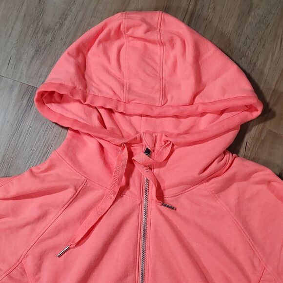 💜Champion Elite Neon Orange Zippered Long Sleeve Hooded Sweatshirt Large - Picture 3 of 7